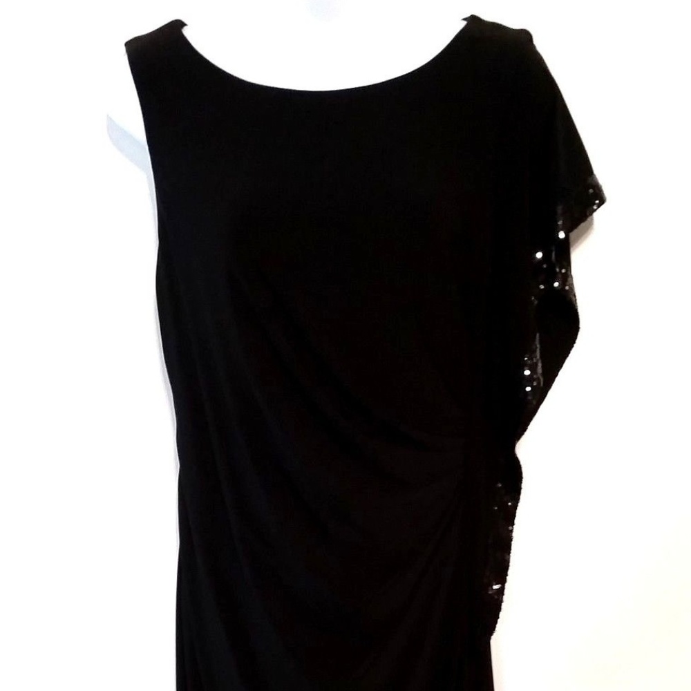 NW Nightway 6 black one shoulder sequined dress